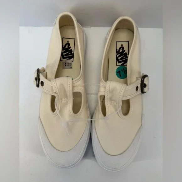 NWOB Vans Cream canvas Mary Jane Buckle Slip-Ons W9, M7.5 - Picture 8 of 14